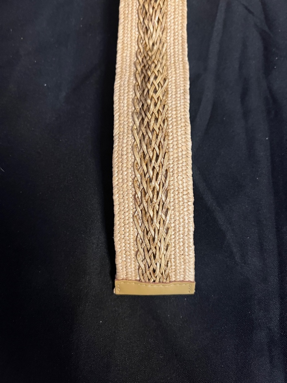 Woven Straw Circle Buckle Belt - Natural - Picture 3 of 3